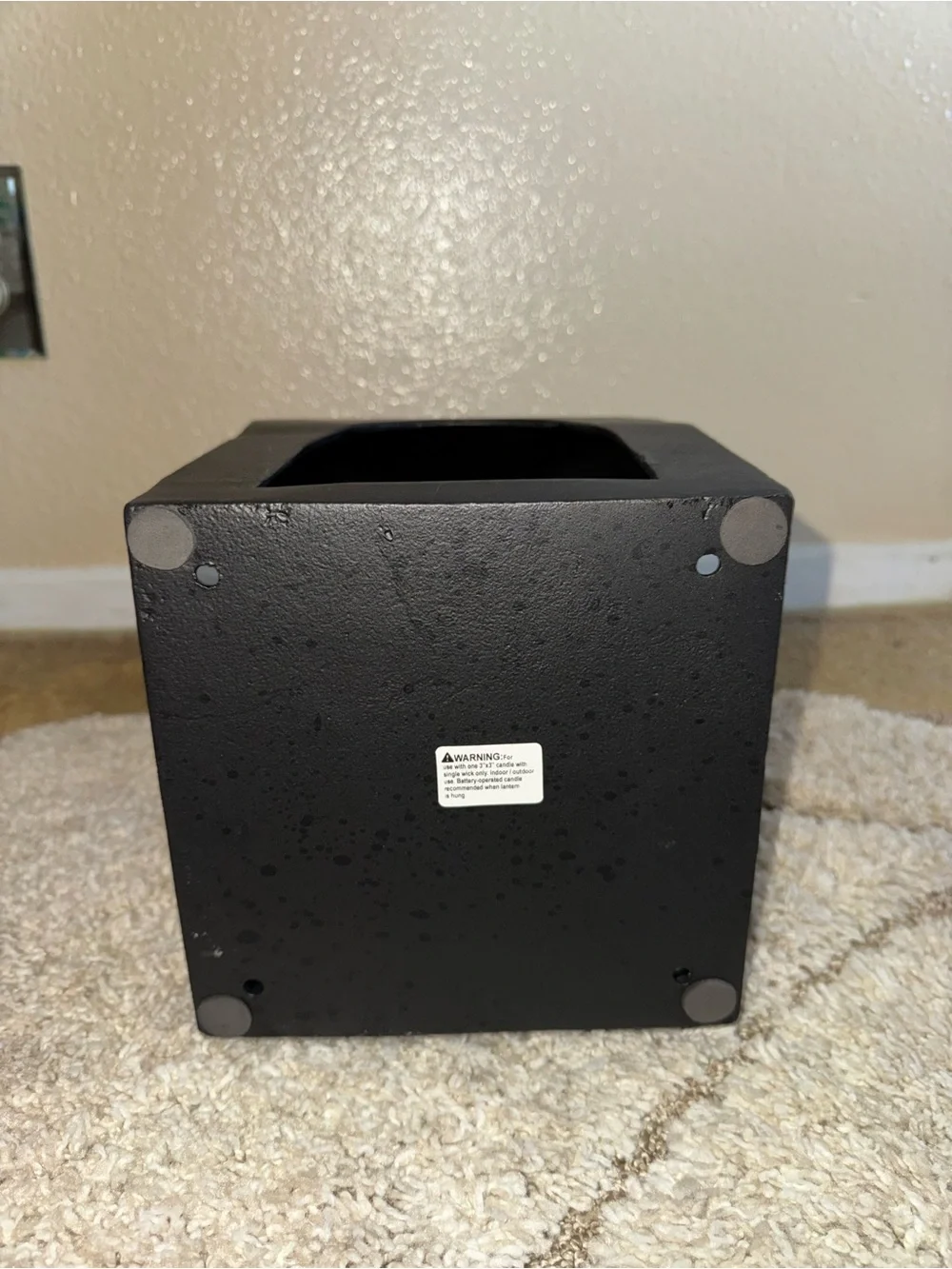 Threshold Cast Aluminum Lantern – Black 13.5” Pillar Outdoor Candle Holder NWT